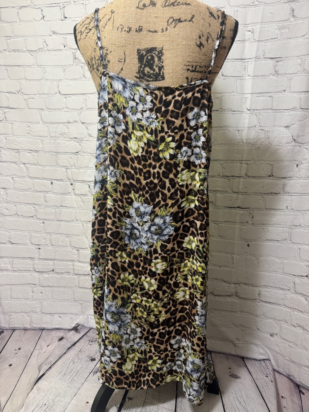 WHBM Like New Leopard Print Floral Slip Dress - Picture 7 of 9